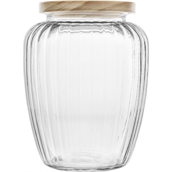 Pote Mantimentos 2,4 Litros 20cm de Altura em Vidro Com Tampa De Pinus